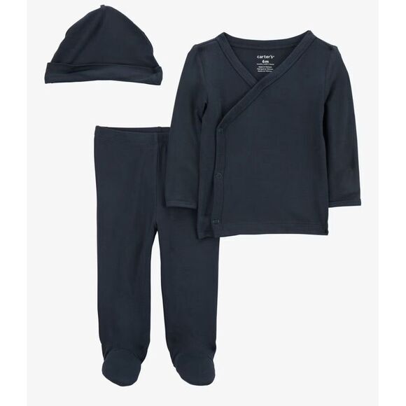 NEW Carters Purelysoft‎ Baby Boy Clothes 9 Months Pants Shirt Hat 3 PC Set Cute - Picture 1 of 8